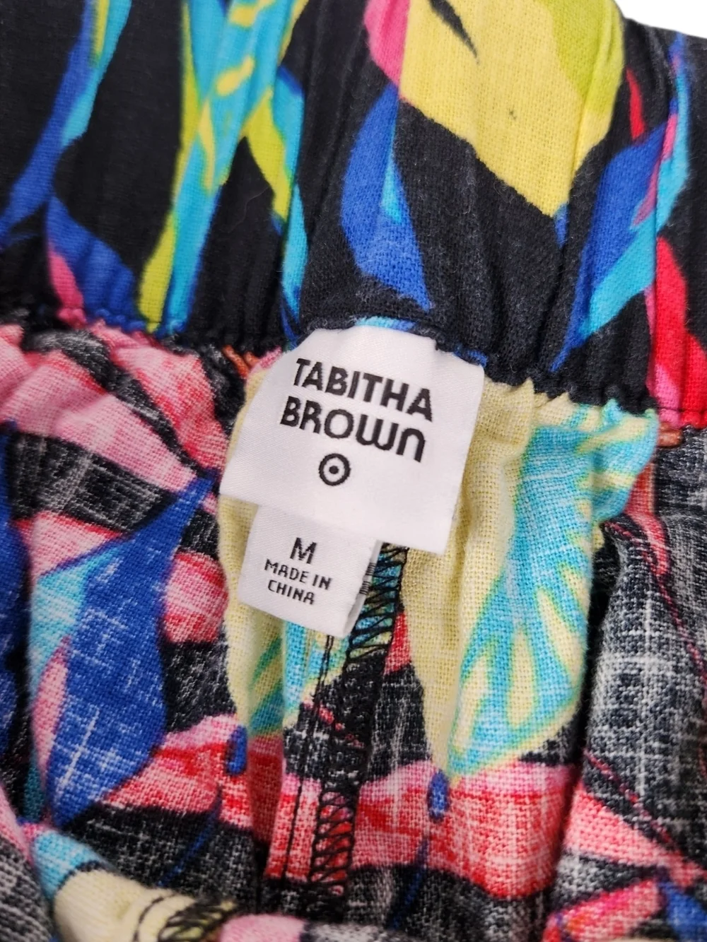 Tabitha Brown for Target Linen Blend Tropical Wide Leg Pants Medium Resort Lemon - Picture 10 of 16